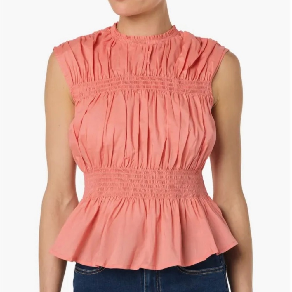 Joe's Jeans Pink Smocked Peplum Blouse